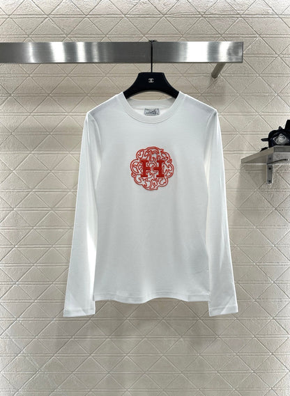 25fw Slim fit beaded logo top