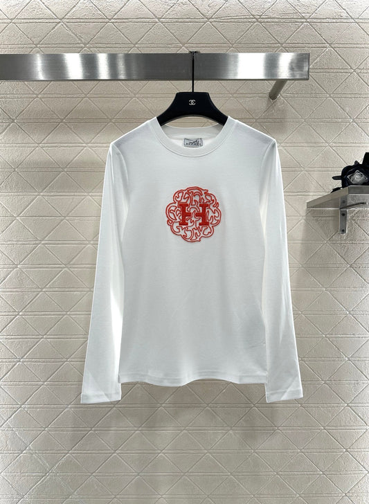 25fw Slim fit beaded logo top