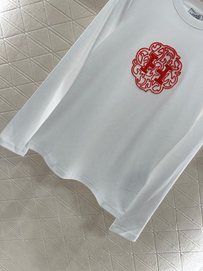 25fw Slim fit beaded logo top