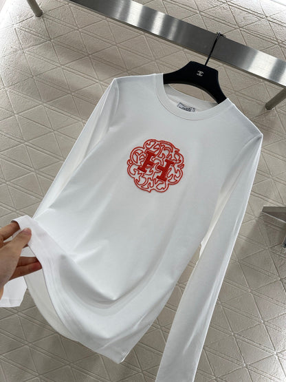 25fw Slim fit beaded logo top