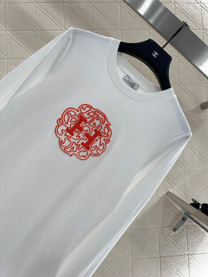 25fw Slim fit beaded logo top