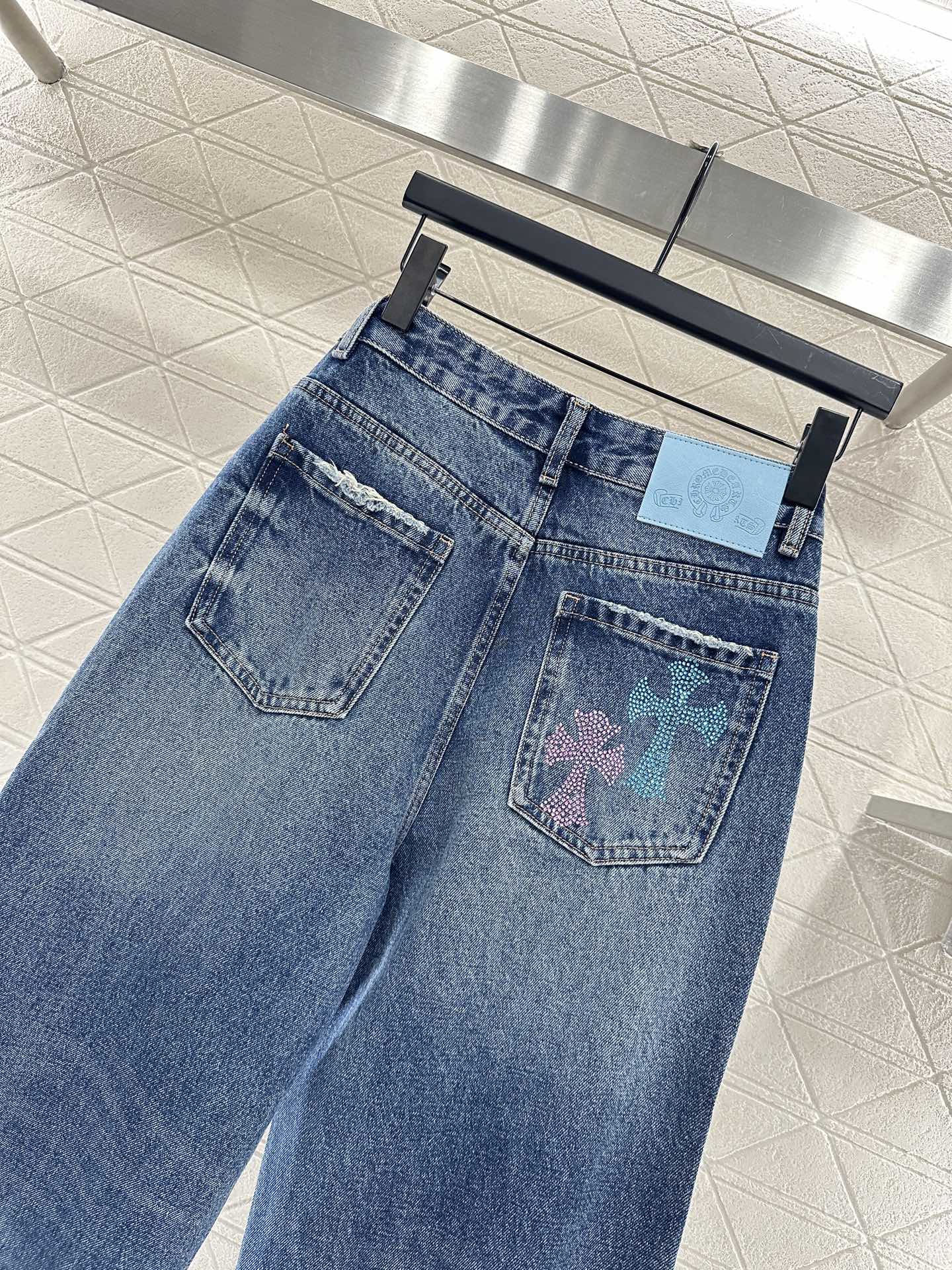 25fw Hot stamping denim cross pants