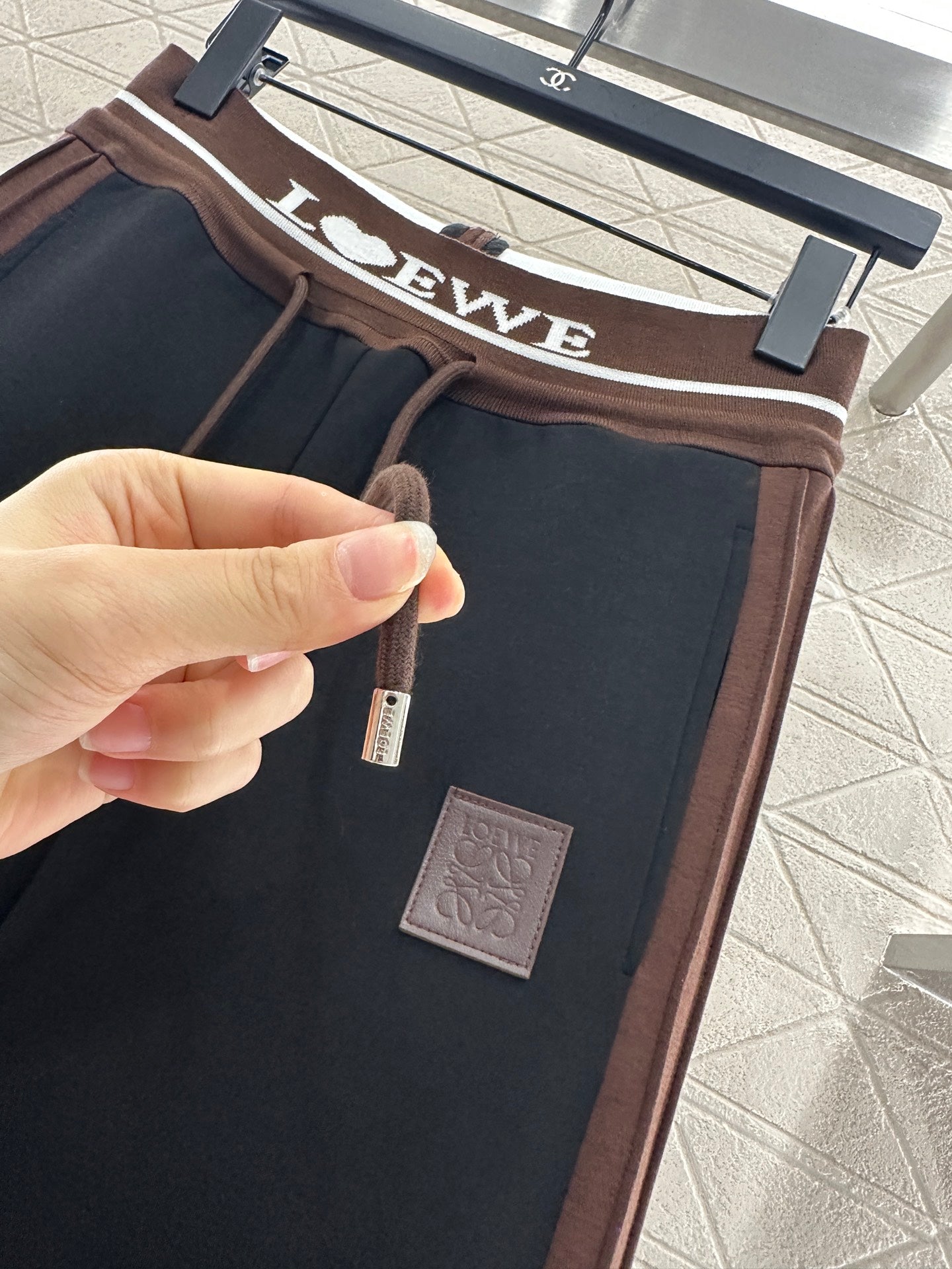 25fw Drawstring webbing wide leg pants