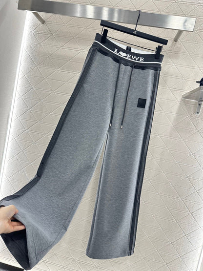 25fw Drawstring webbing wide leg pants