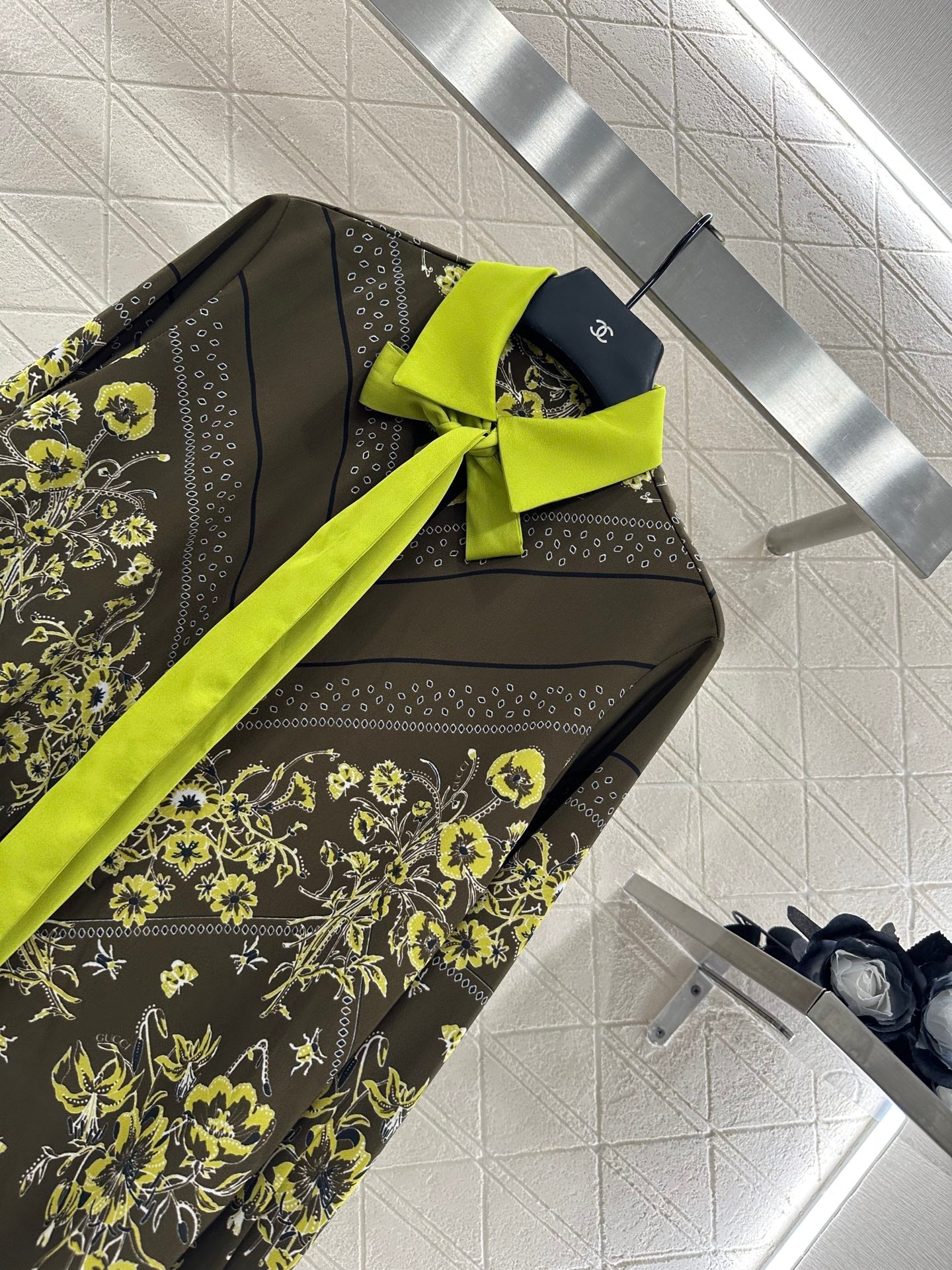 25fw Printed ribbon shirt half skirt set