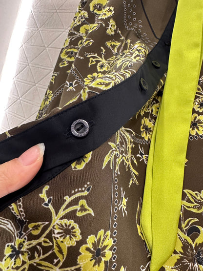 25fw Printed ribbon shirt half skirt set