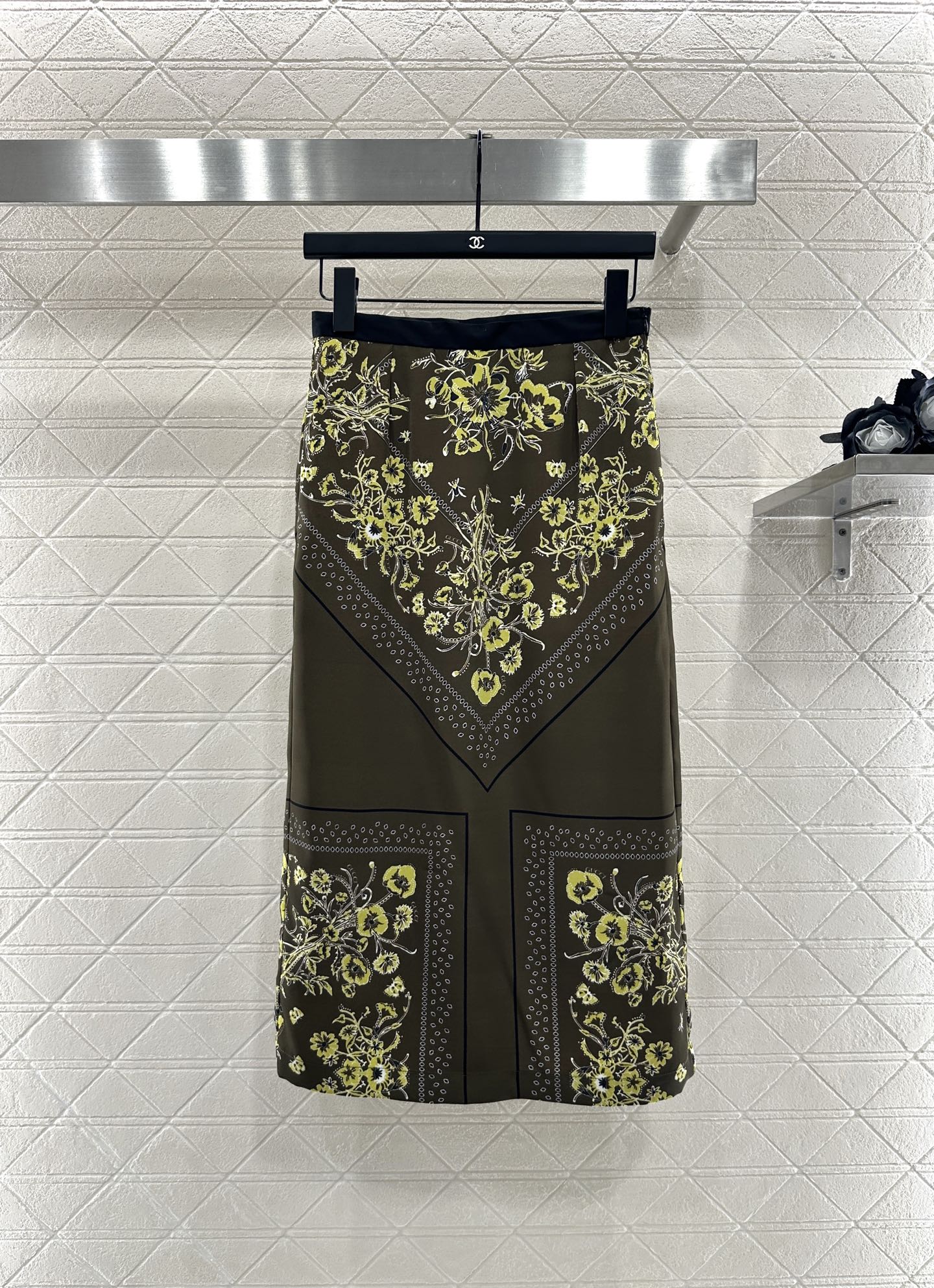 25fw Printed ribbon shirt half skirt set