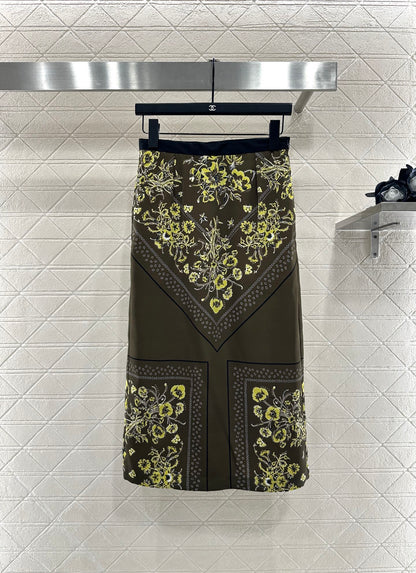 25fw Printed ribbon shirt half skirt set