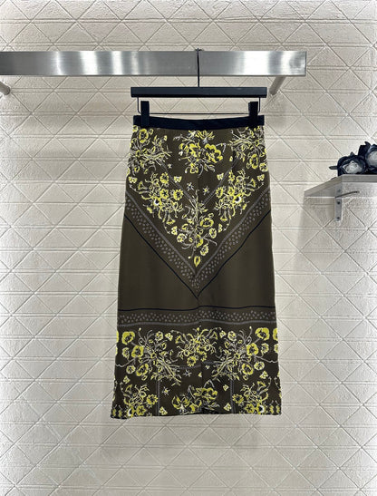 25fw Printed ribbon shirt half skirt set