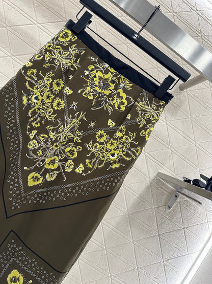 25fw Printed ribbon shirt half skirt set