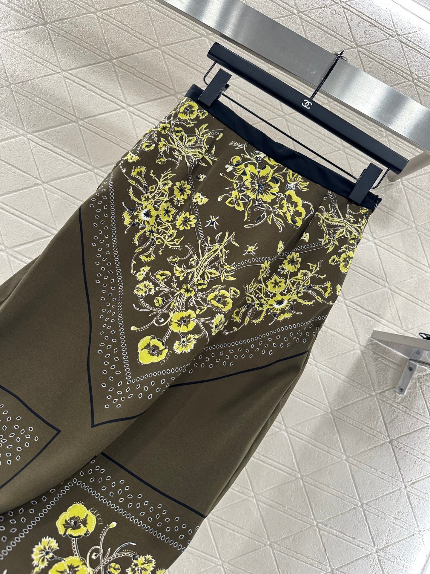 25fw Printed ribbon shirt half skirt set