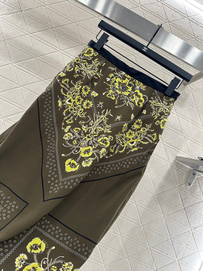 25fw Printed ribbon shirt half skirt set