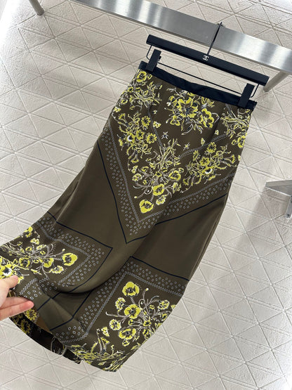 25fw Printed ribbon shirt half skirt set