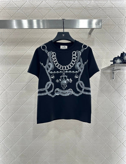 25fw Chain buckle printed T-shirt