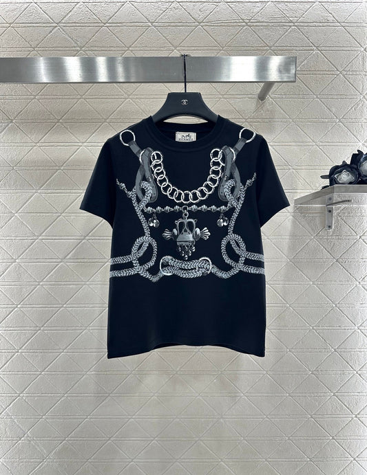 25fw Chain buckle printed T-shirt