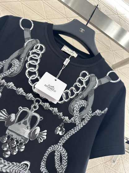 25fw Chain buckle printed T-shirt