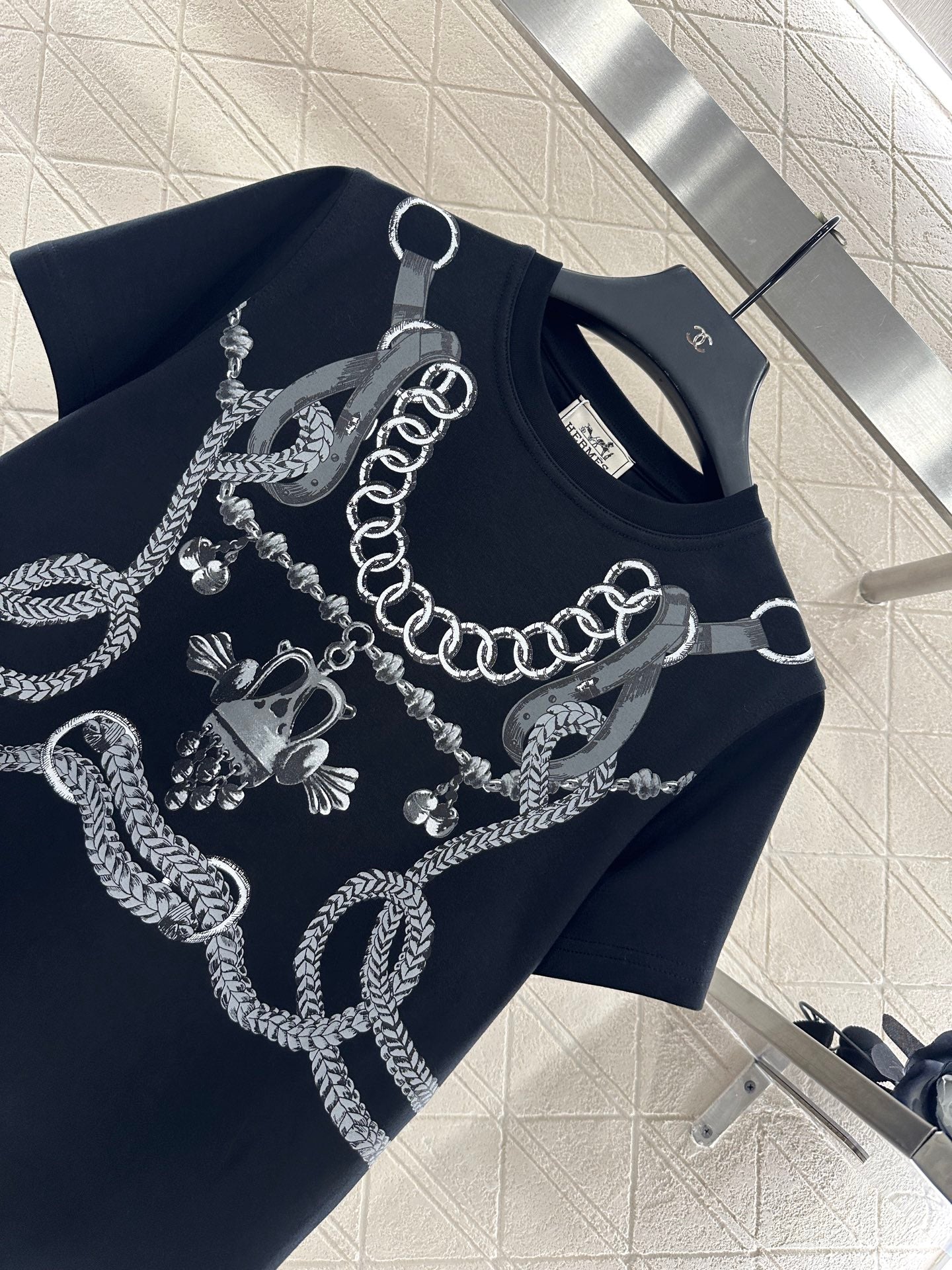 25fw Chain buckle printed T-shirt