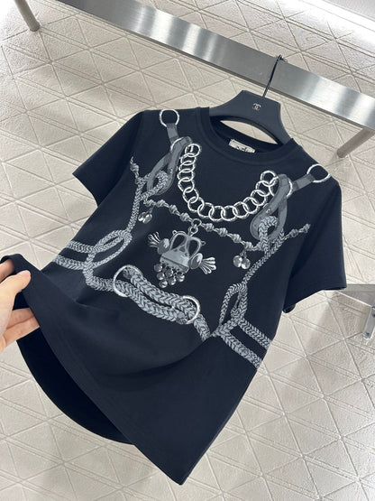 25fw Chain buckle printed T-shirt