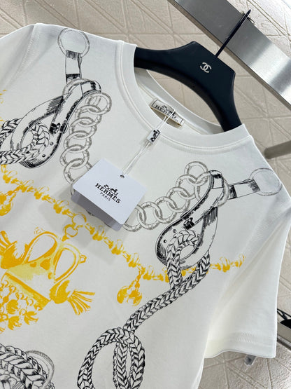 25fw Chain buckle printed T-shirt