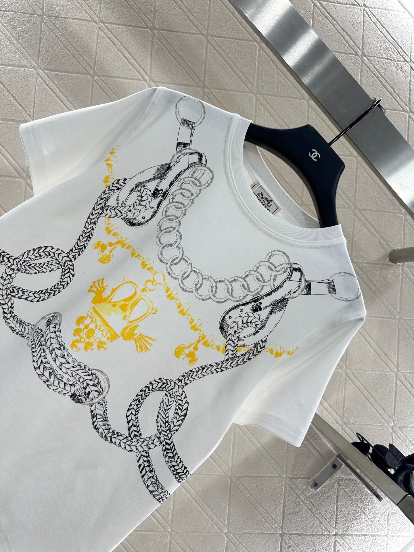 25fw Chain buckle printed T-shirt