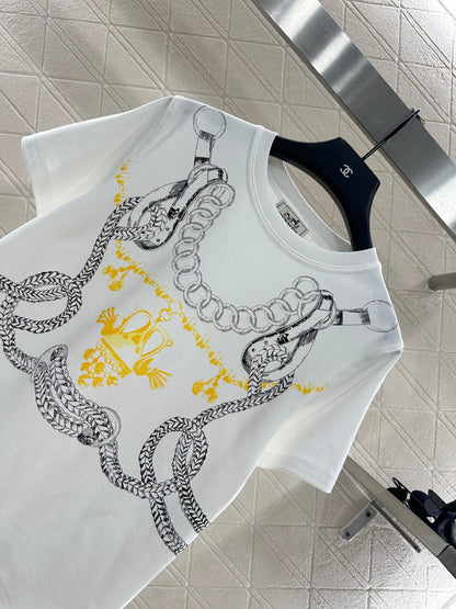 25fw Chain buckle printed T-shirt