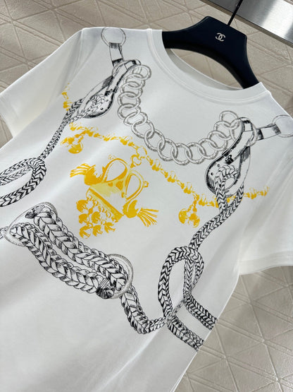 25fw Chain buckle printed T-shirt