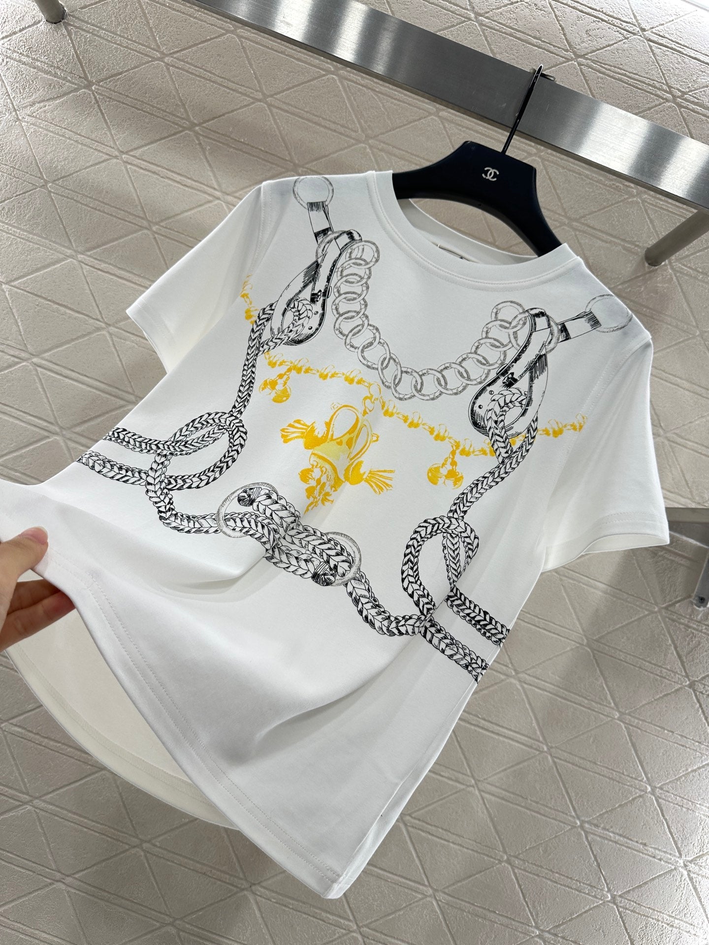 25fw Chain buckle printed T-shirt