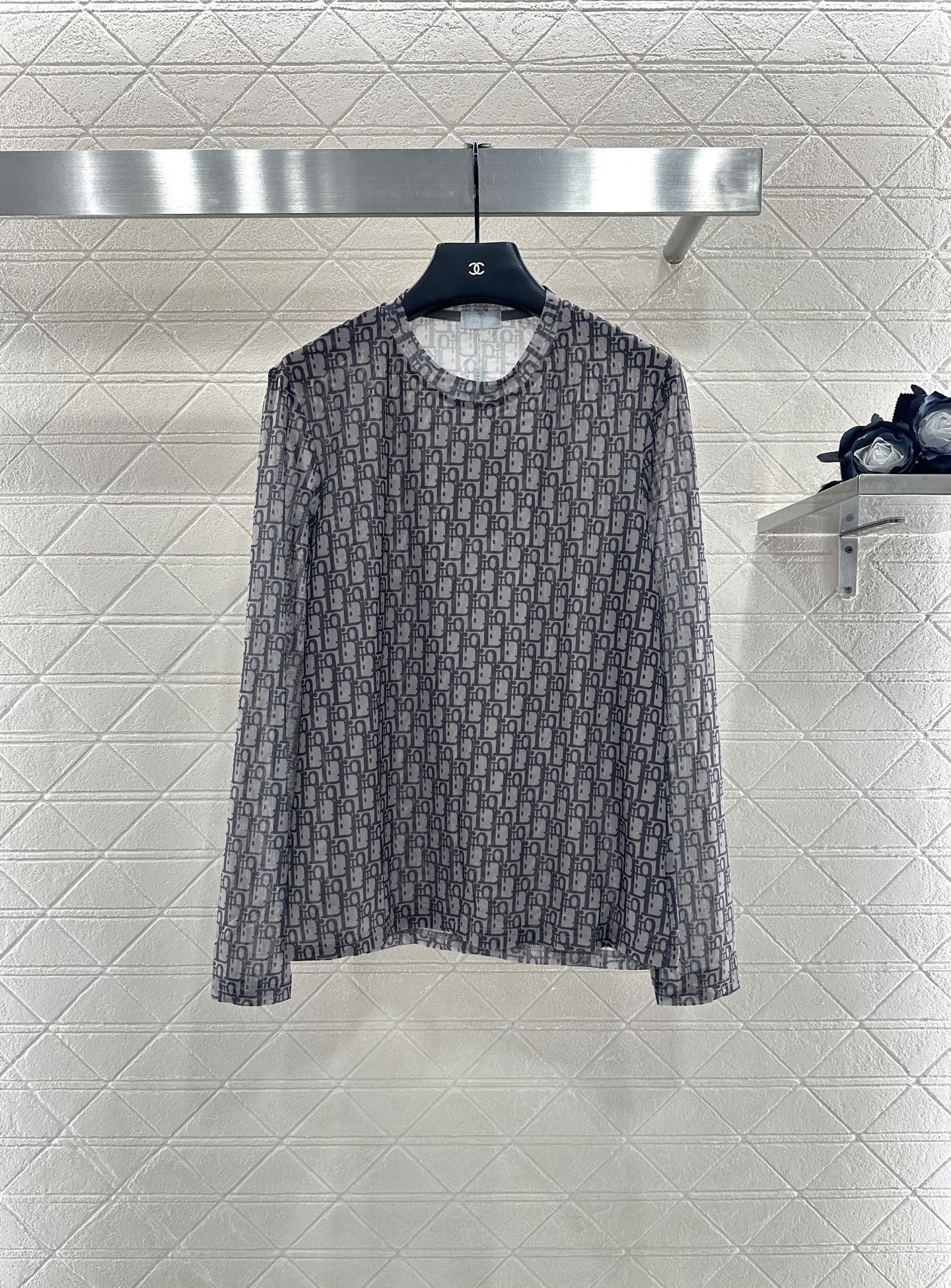 25fw Mesh round neck base shirt