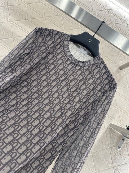 25fw Mesh round neck base shirt