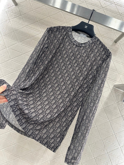 25fw Mesh round neck base shirt