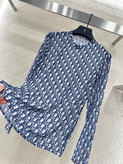 25fw Mesh round neck base shirt