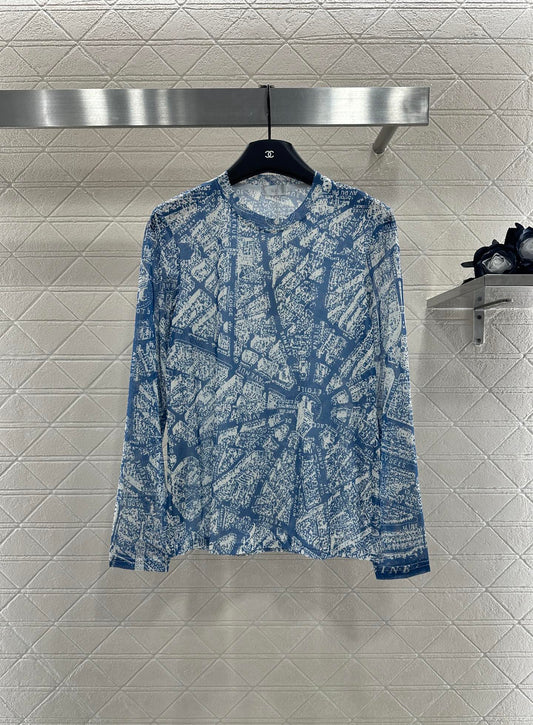 25fw Slim fit round neck printed base shirt