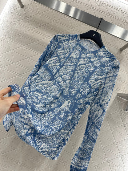 25fw Slim fit round neck printed base shirt