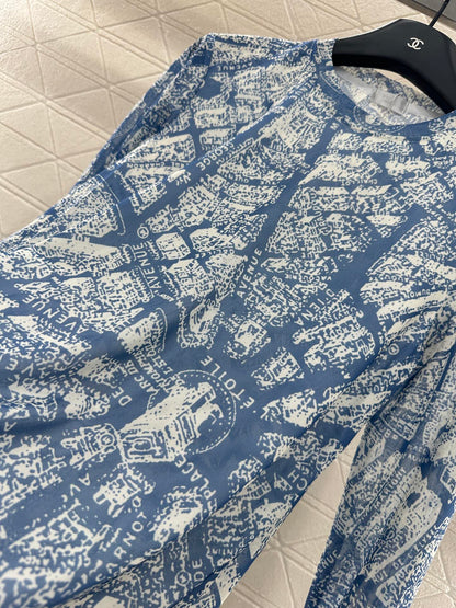 25fw Slim fit round neck printed base shirt