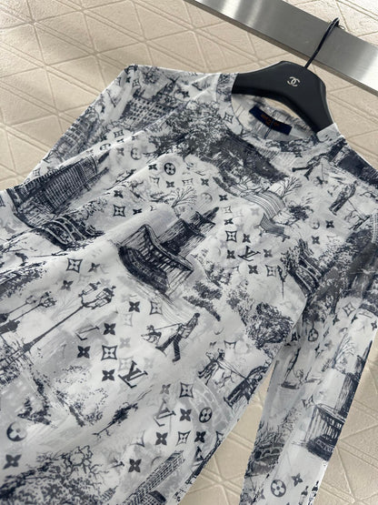 25fw Slim fit printed base shirt
