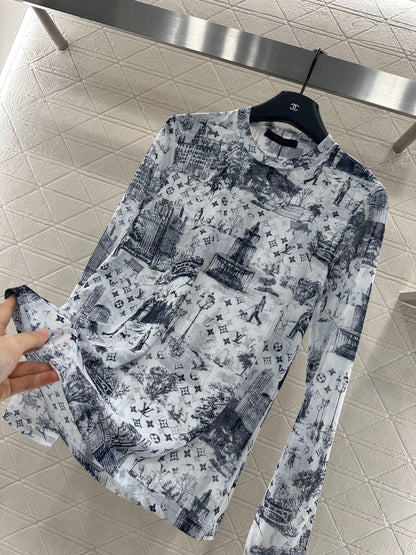 25fw Slim fit printed base shirt