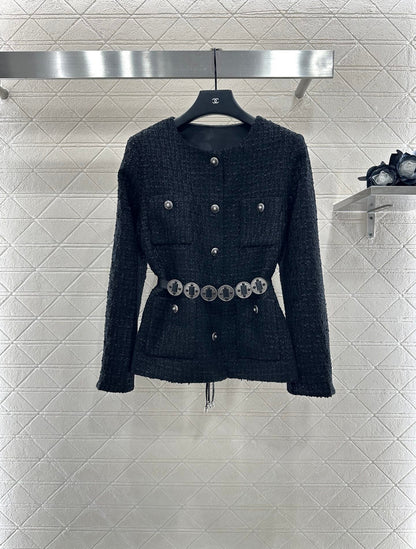 25fw Round neck belt woven jacket