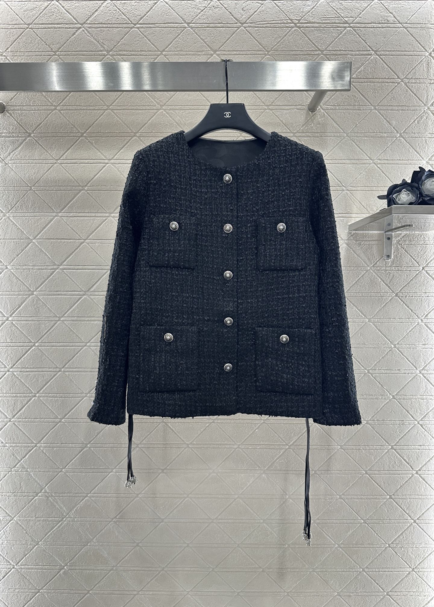 25fw Round neck belt woven jacket