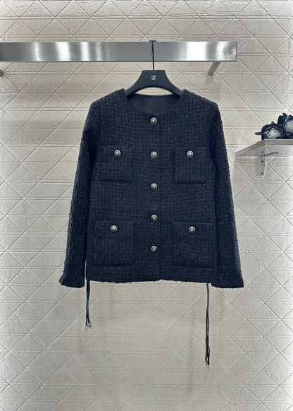25fw Round neck belt woven jacket