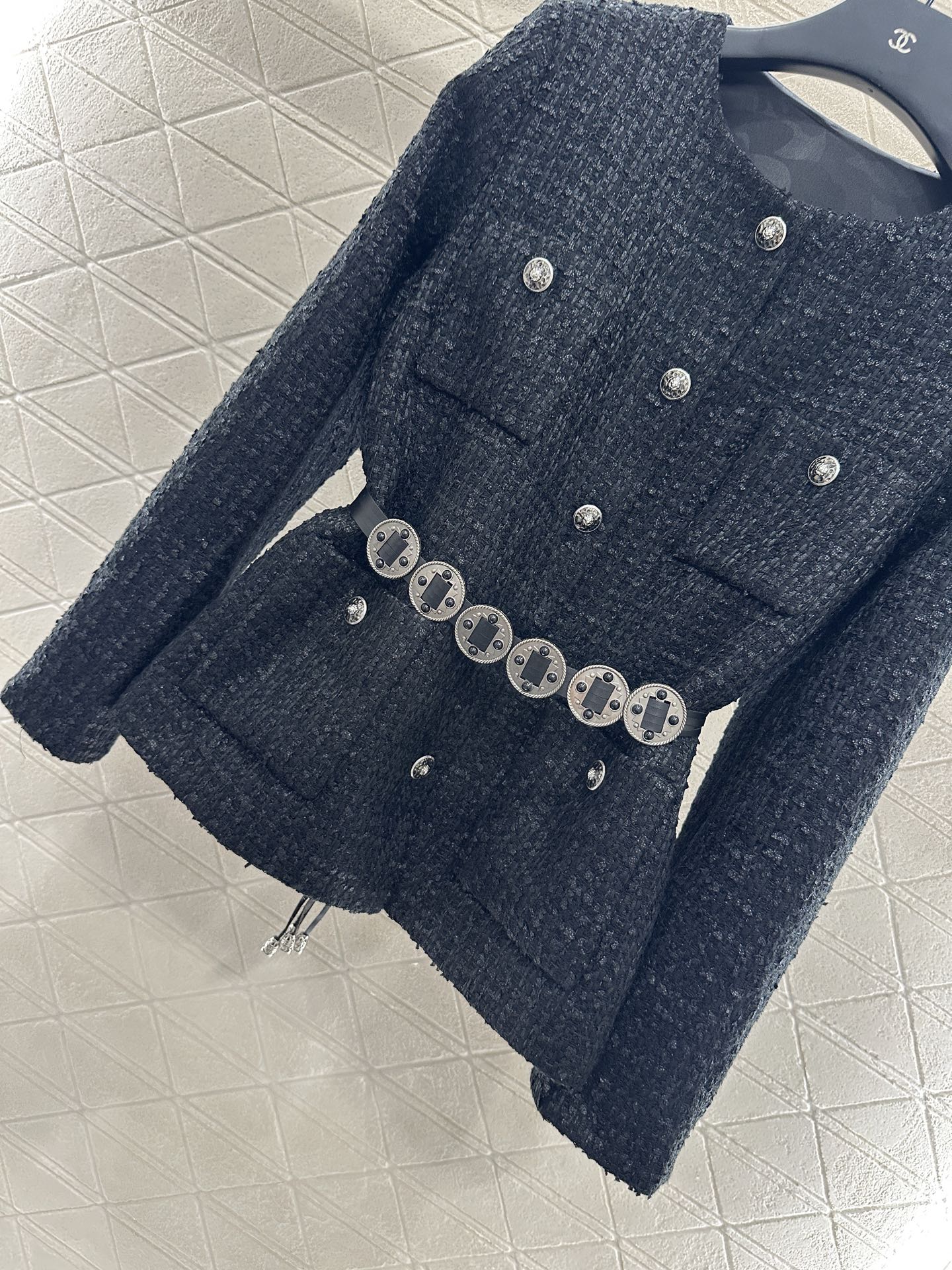 25fw Round neck belt woven jacket