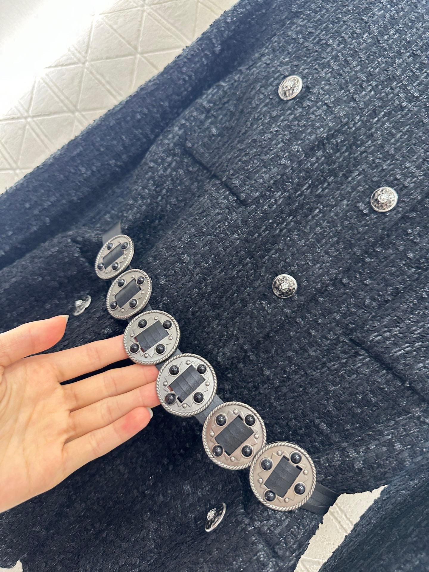 25fw Round neck belt woven jacket