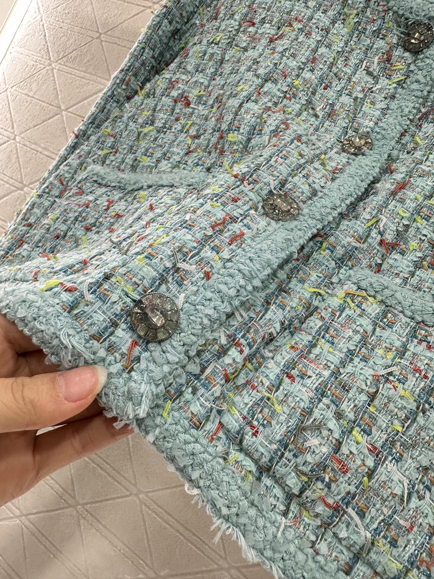 25fw Colorful edge tied woven jacket