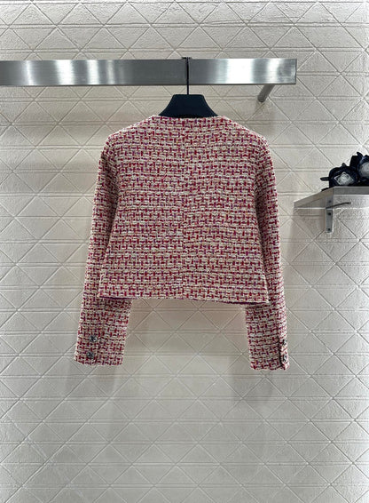 25fw Woven plaid round neck jacket