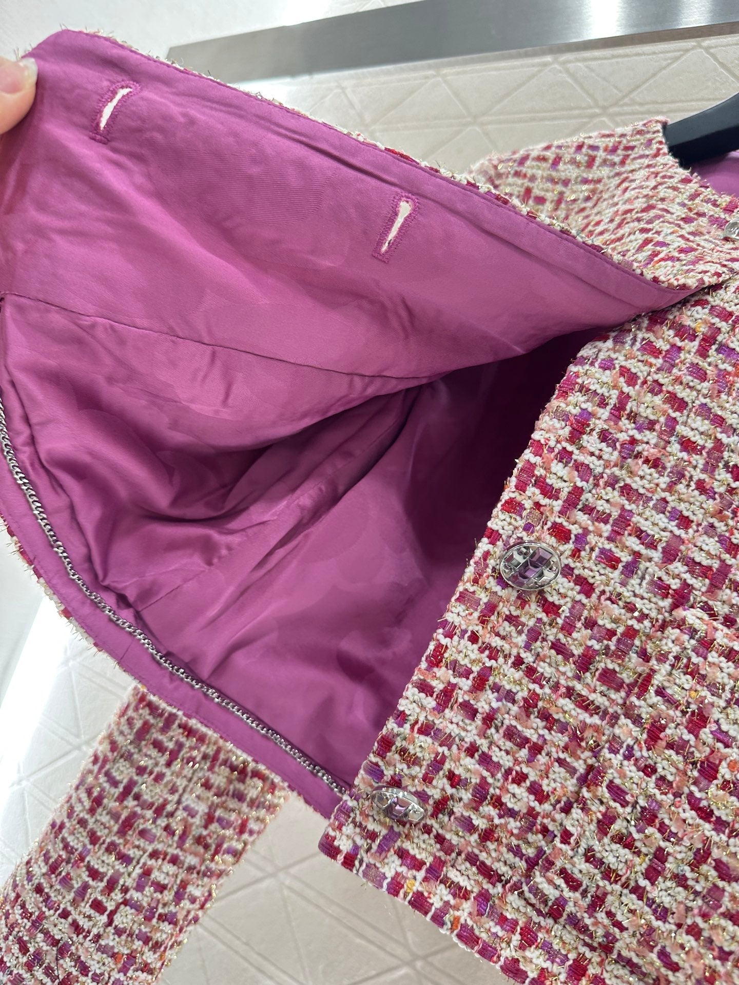 25fw Woven plaid round neck jacket