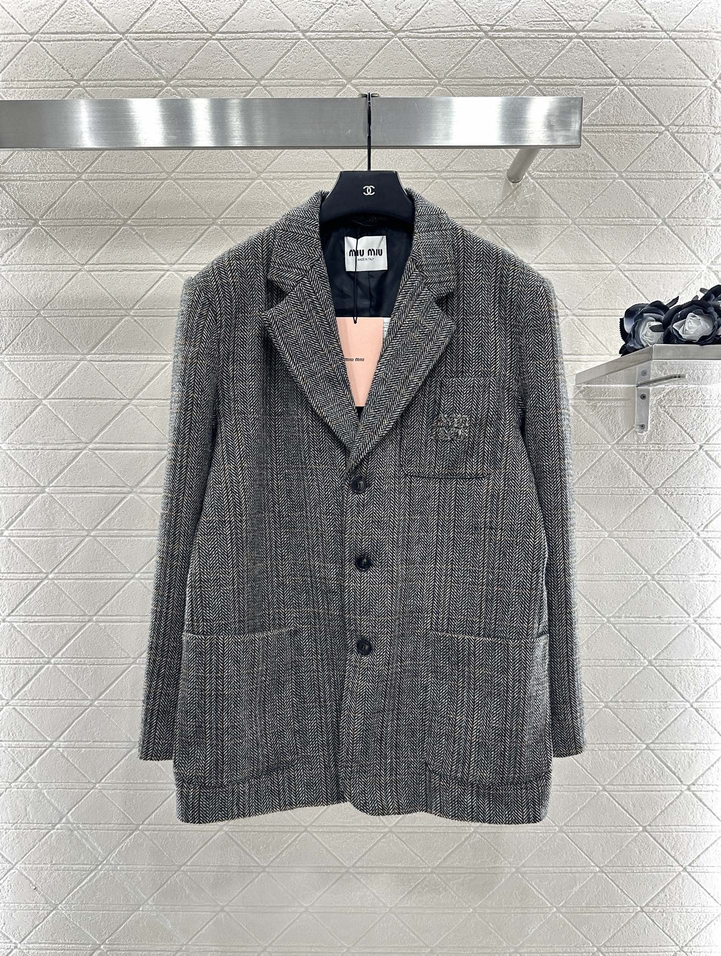 25fw Collar plaid pocket suit jacket