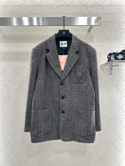 25fw Collar plaid pocket suit jacket