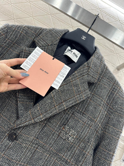 25fw Collar plaid pocket suit jacket