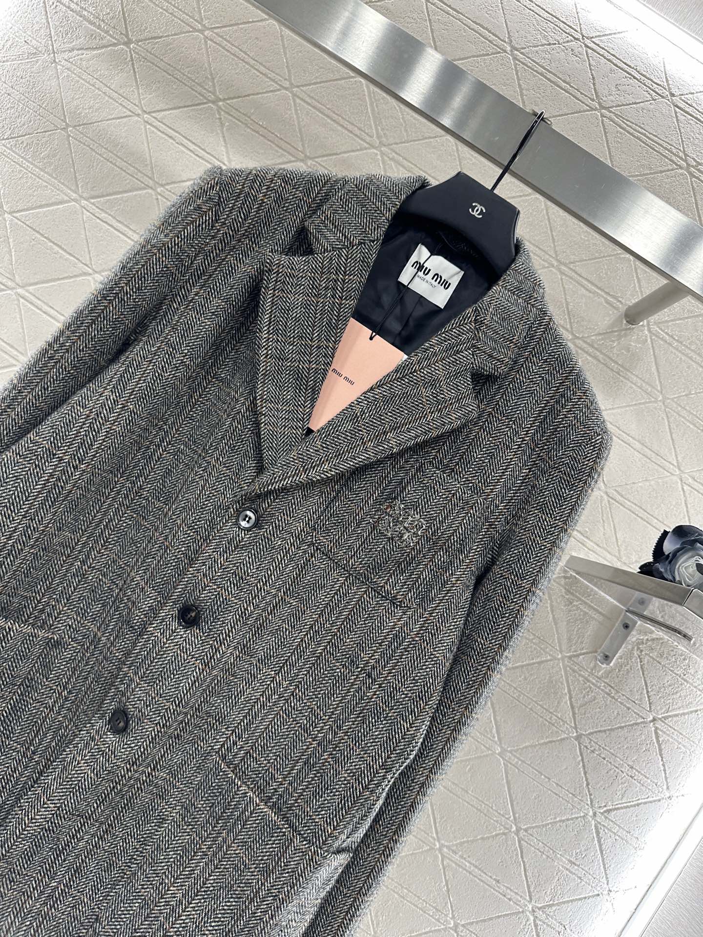 25fw Collar plaid pocket suit jacket