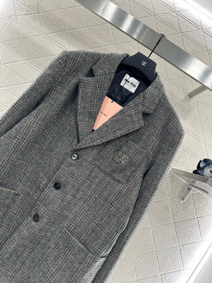 25fw Collar plaid pocket suit jacket