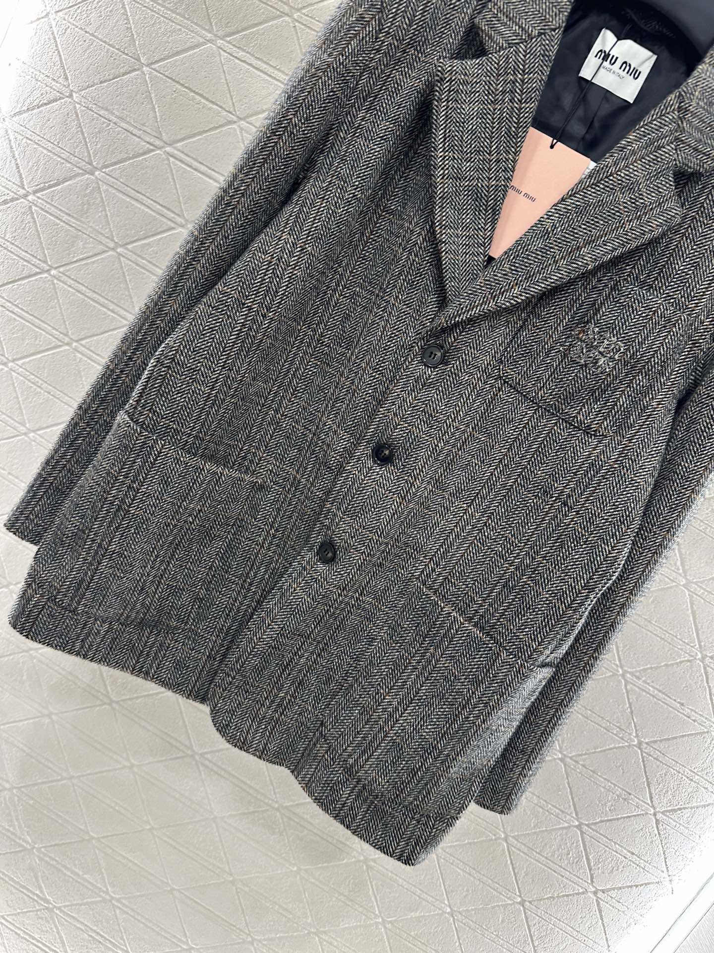 25fw Collar plaid pocket suit jacket